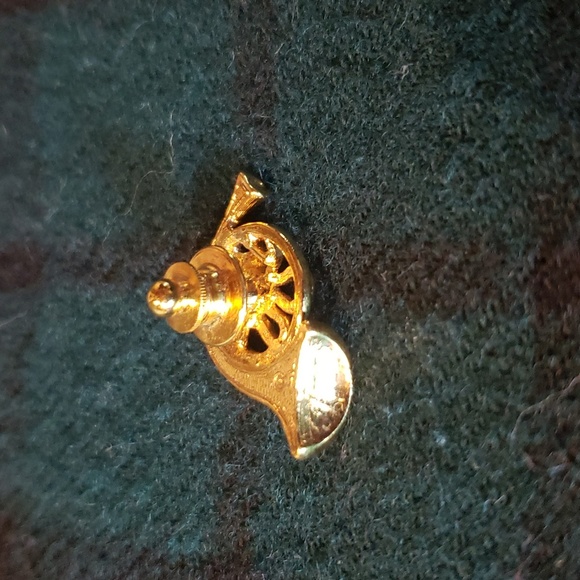 Tie Tack / Pin - French Horn Orchestra Pin w/Rhinestones - VTG 80s Gold-Tone EVC - Picture 3 of 8